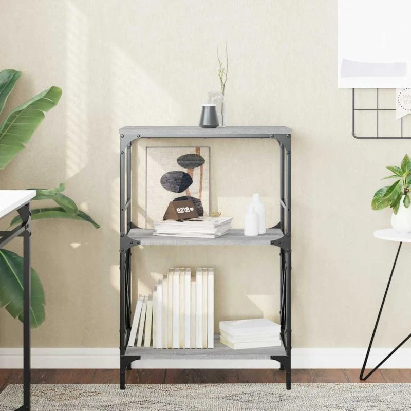 Bogreol 4 hylder 59x35x90,5 cm – Sonoma-eg grå