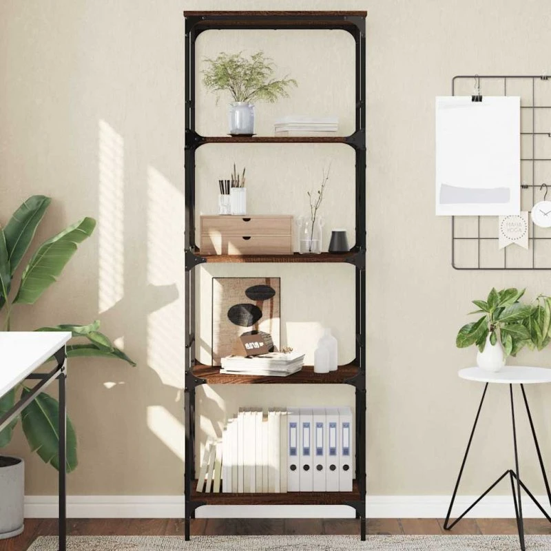 Bogreol 5 hylder 59x35x171 cm – Brunt egefinish