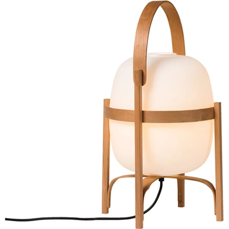 Santa & Cole Cesta Bordlampe Wood/White Opal Glass