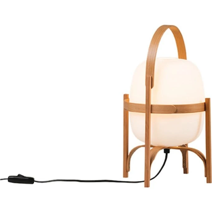 Santa & Cole Cestita Bordlampe - Wood/White Opal Glass
