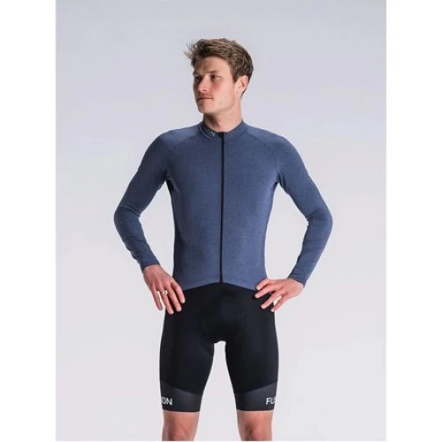 FUSION Mens Light LS Cycling Jersey - Night Blue