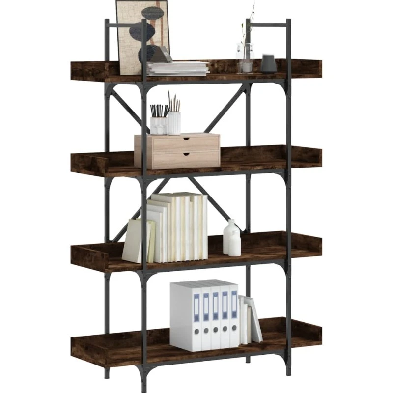 Bogreol 4 hylder 100x33x145,5 cm – røget eg