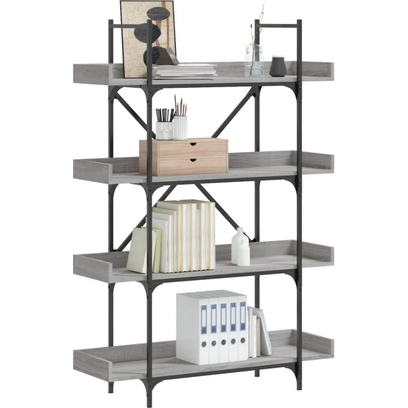 Bogreol 100x33x145,5 cm 4 hylder - Sonoma-eg grå