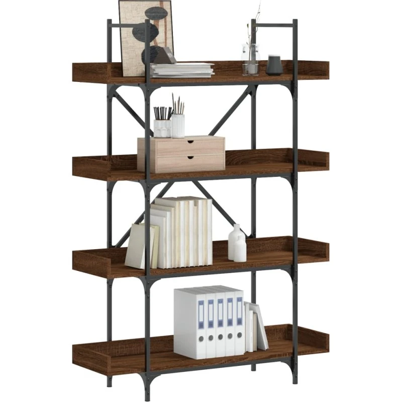 Bogreol 4 hylder 100x33x145,5 cm – brun eg