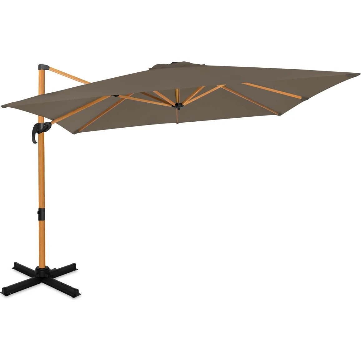 VONROC Premium Hængeparasol Pisogne 300x300cm Taupe Trælook