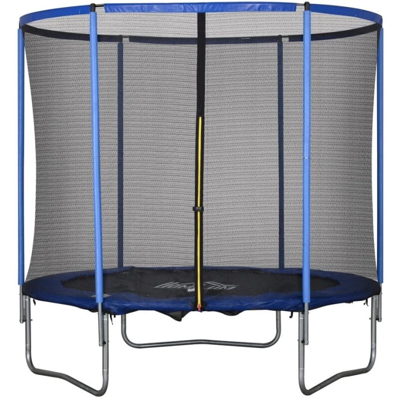 Trampolin med sikkerhedsnet Ø244 cm - Blå/Sort, op til 113,6 kg