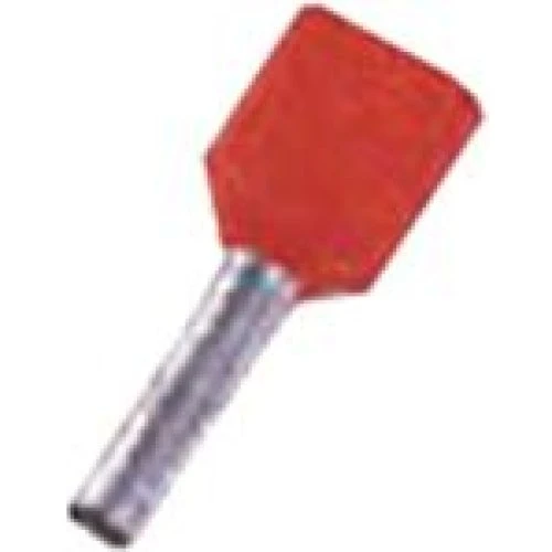 Isoleret dobbelt terminalrør rød 2x10mm2 L=14mm