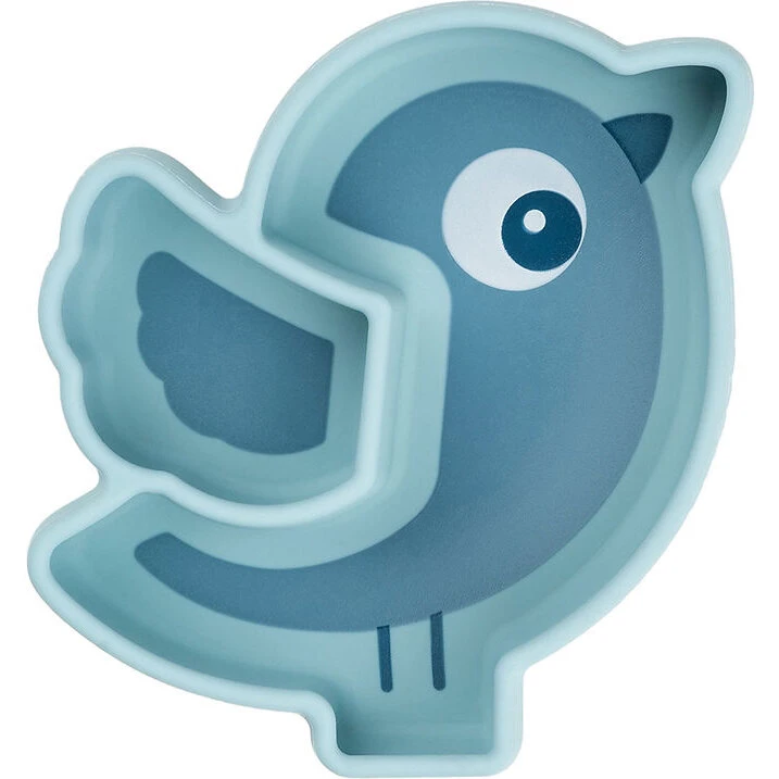 Done by Deer Stick & Stay Silikonetallerken Birdee - Blå