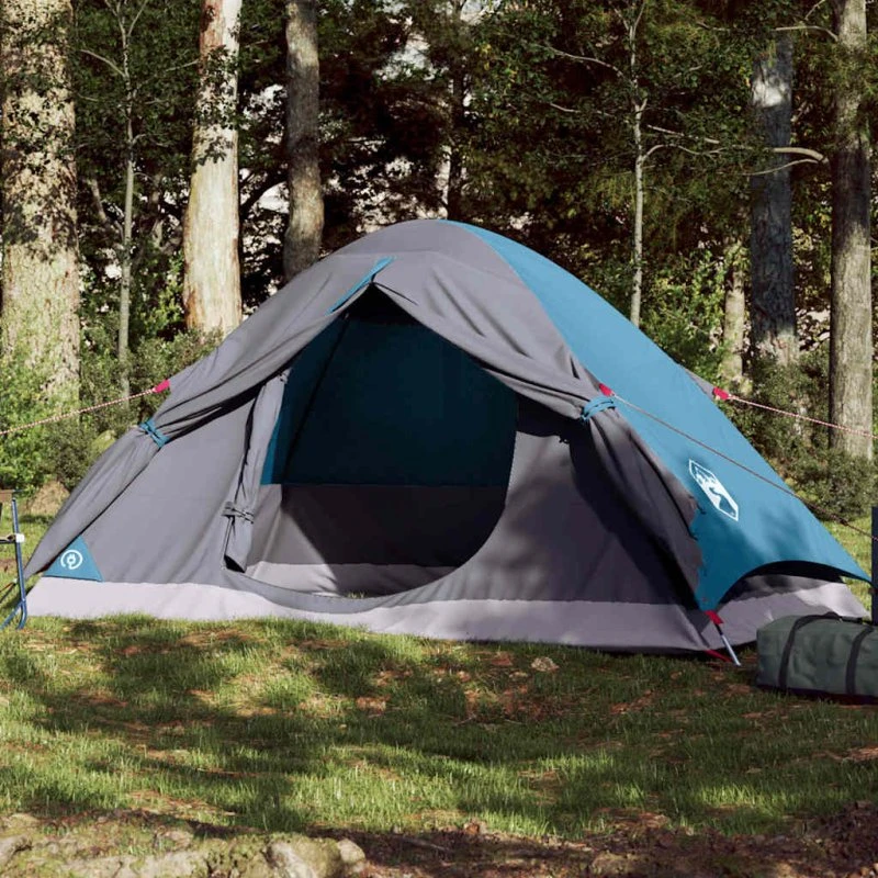Vandtæt 4-personers campingtelt blå – PU-belægning
