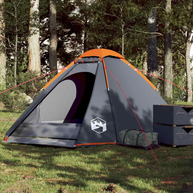 4-personers vandtæt campingtelt, grå/orange
