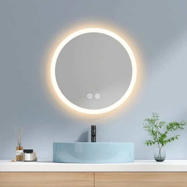 EMKE Rundt LED-badeværelsesspejl Ø60cm - Anti-dug & Dæmpbar