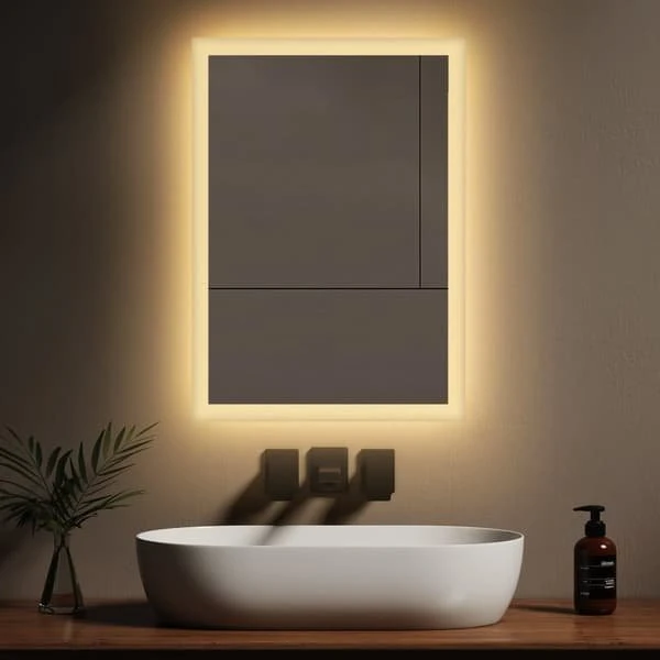 EMKE Badeværelsespejl med LED-lys, 50x70 cm, Varmhvid 3000K, IP44
