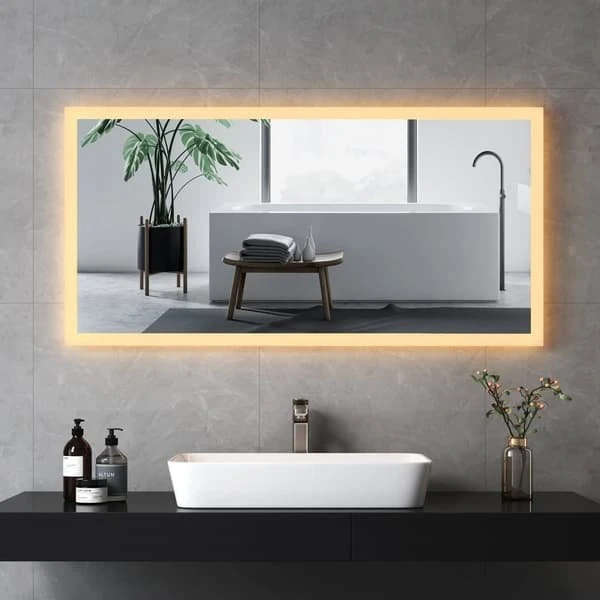 EMKE Badeværelsespejl med LED-lys, 120x60 cm, 3000K, IP44