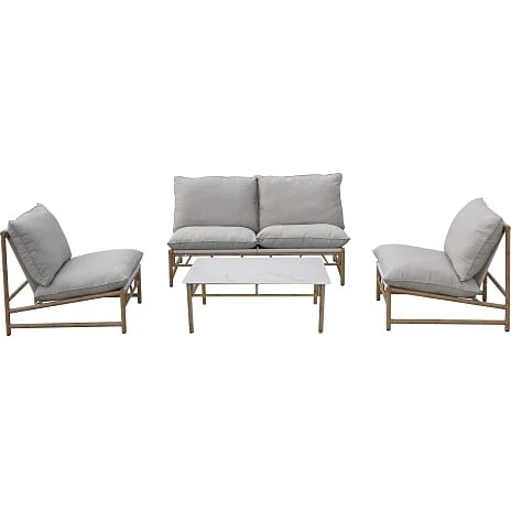 Sabro Loungesæt bambuslook med hynder, bord & stole - Grå