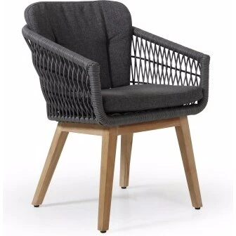 Kenton havestol i grå polyrattan med teak-ben