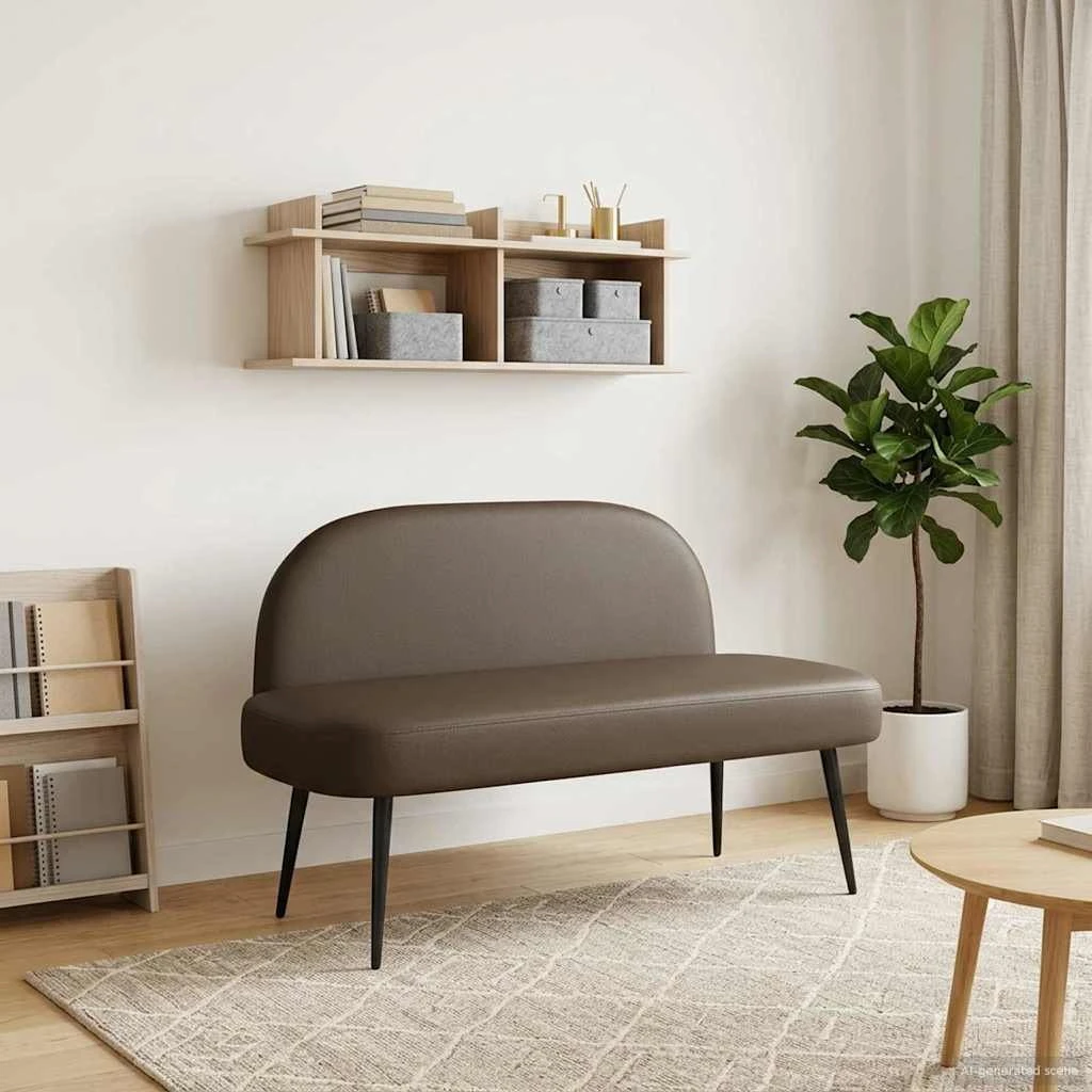 vidaXL Polstret bænk med ryg i gråt kunstlæder, 110 x 60 x 76 cm