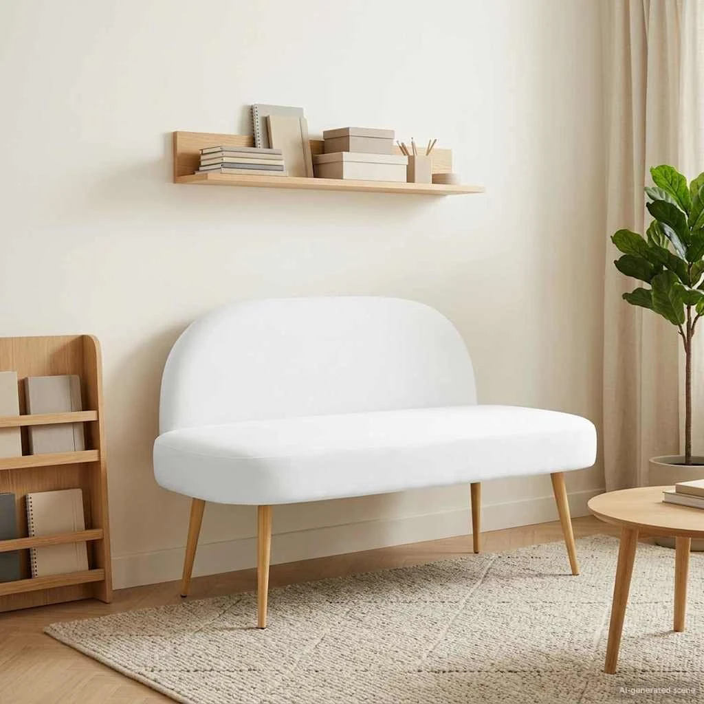 vidaXL Polstret bænk med ryg, hvid, 110 x 60 x 76 cm