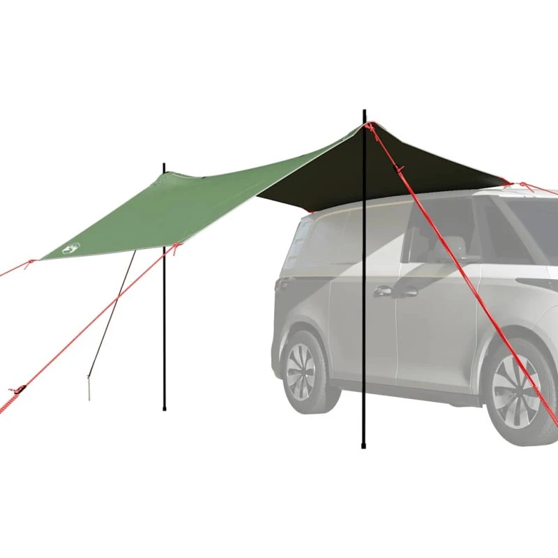Vandtæt bilfortelt, grøn – nem opsætning og ekstra plads