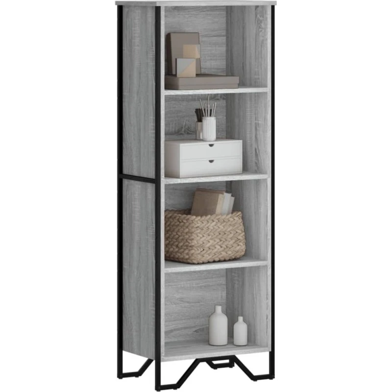 Bogreol 50x31x137,5 cm - Grå Sonoma-eg