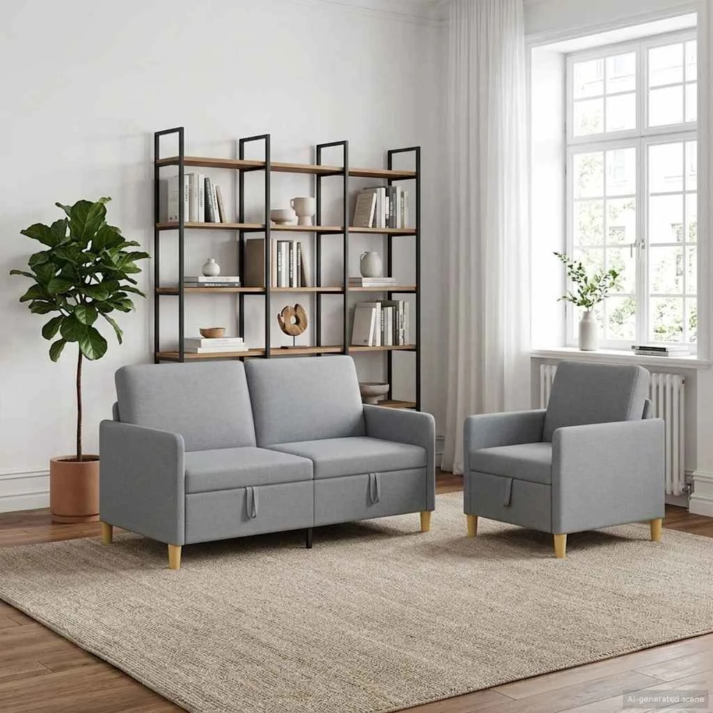 vidaXL Sofa sæt med opbevaring, 2 dele - Lysegrå