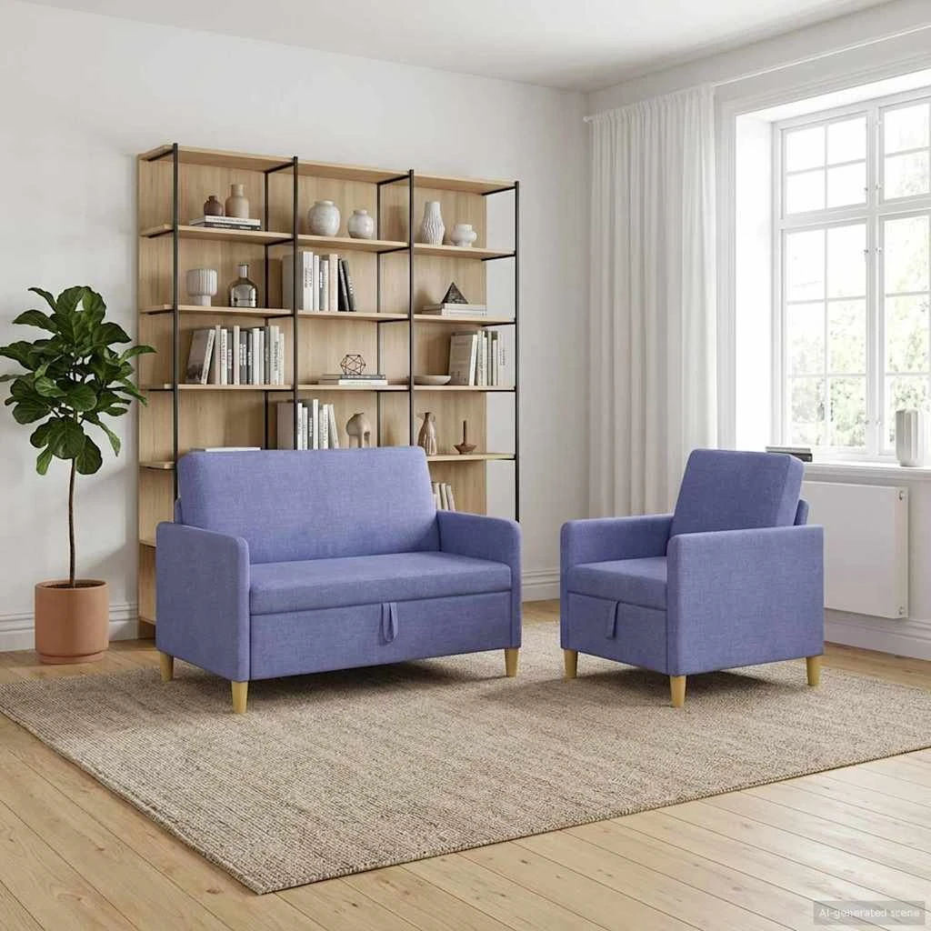 vidaXL Sofasæt med opbevaring 2 stk. - Jeans blå
