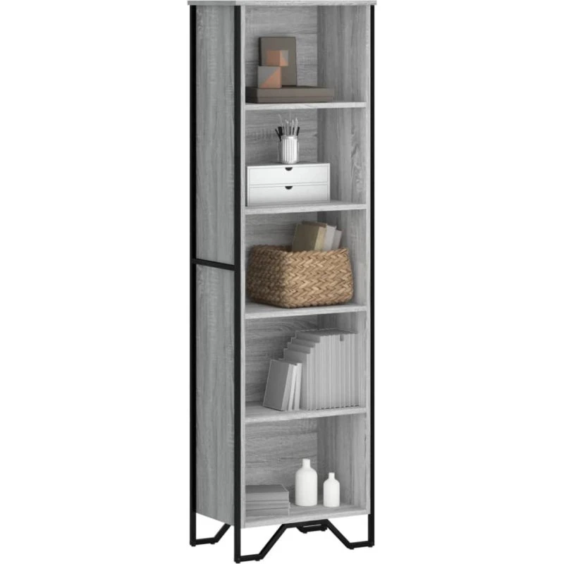 Bogreol 50x31x169 cm i grå Sonoma-eg (konstrueret træ)