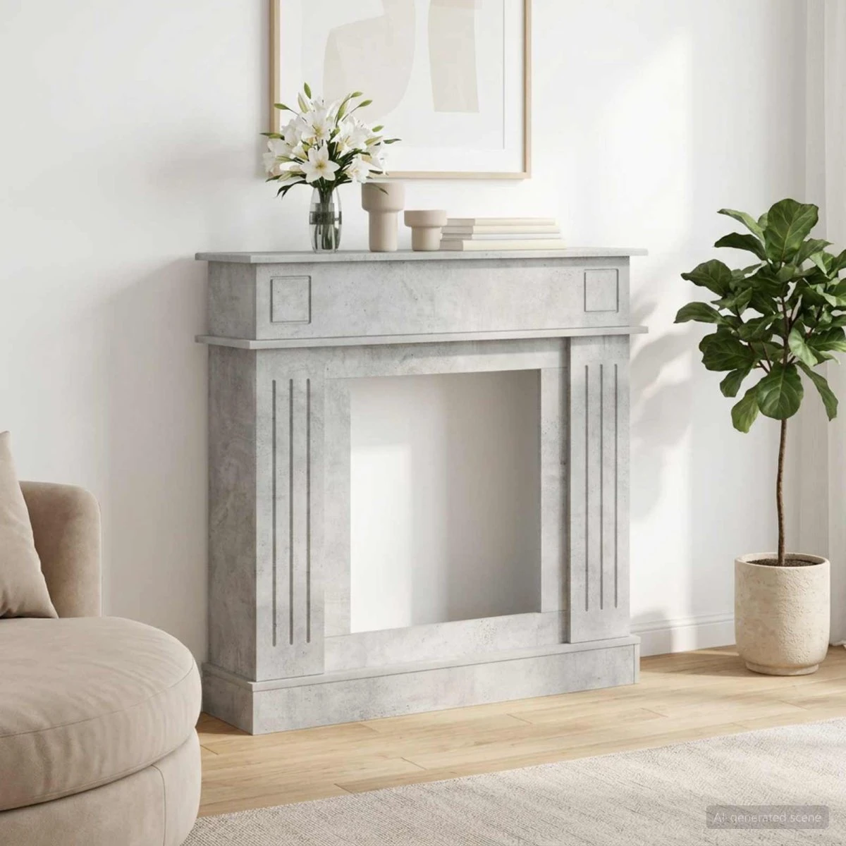 vidaXL Pejseramme Betongrå 102 x 26 x 100 cm
