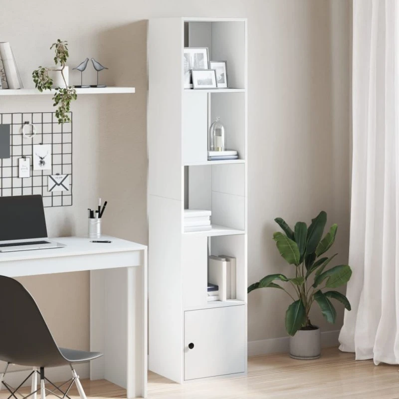 Bogreol 40x36x189 cm i hvidt konstrueret træ