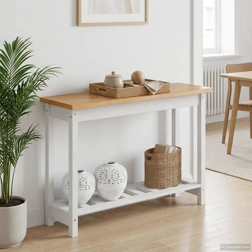 VidaXL EKAI Konsolbord Hvid i Massivt Fyrretræ - 112 x 35 x 76 cm