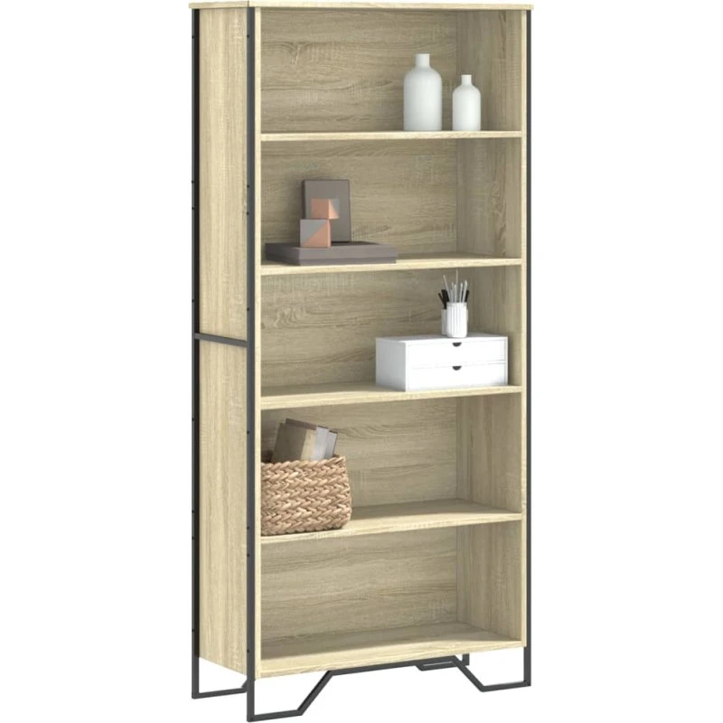 Bogreol 80x31x169 cm i sonoma-eg – konstrueret træ