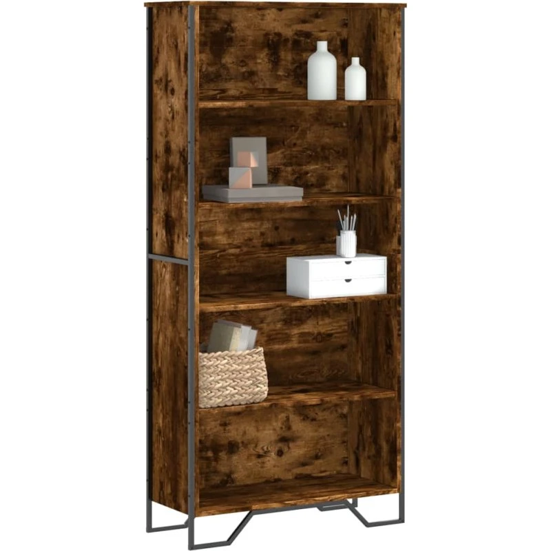 Bogreol 80x31x169 cm - Konstrueret træ, røget egetræ