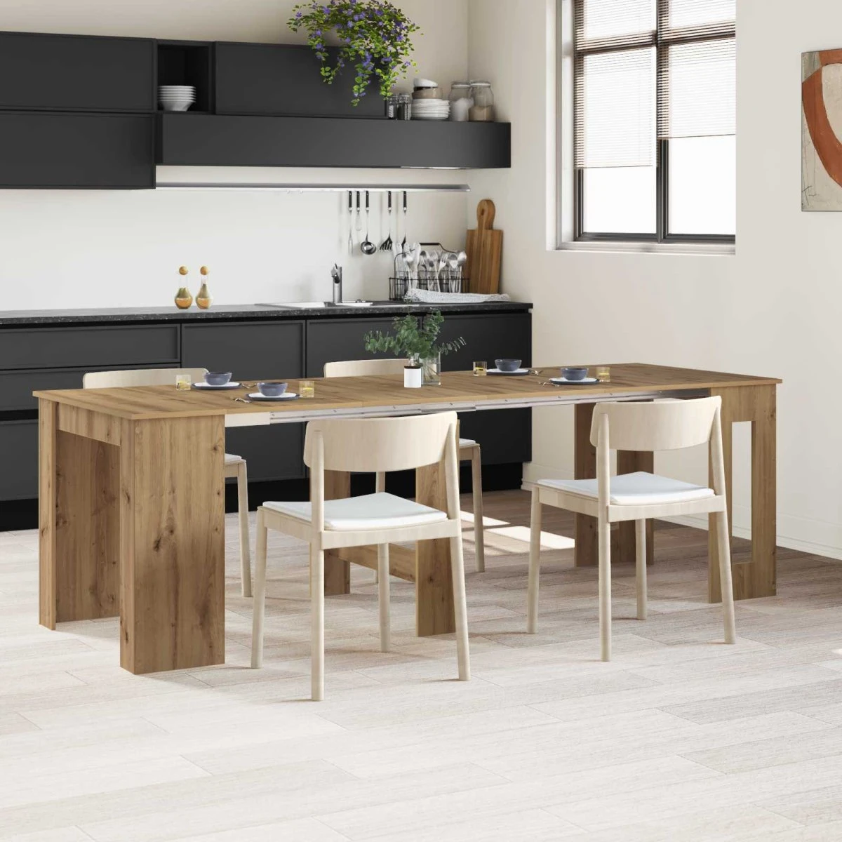 vidaXL Spisebord 240 x 85 x 75 cm Artisan-eg - Udtrækkeligt