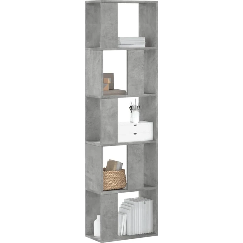 Bogreol 5 hylder 45x23,5x162,5 cm - Betongrå
