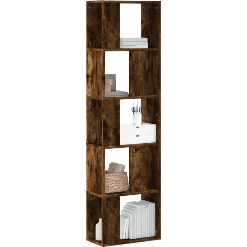 Bogreol 45x23,5x162,5 cm – 5 hylder, røget eg