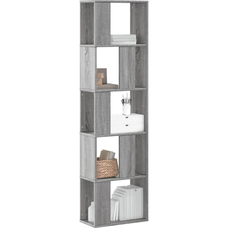 Bogreol 5 hylder 45x23,5x162,5 cm - Grå Sonoma