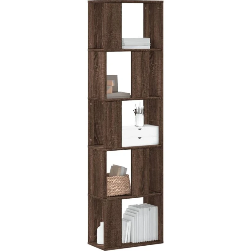 Bogreol 45x23,5x162,5 cm 5 hylder - Brunt eg