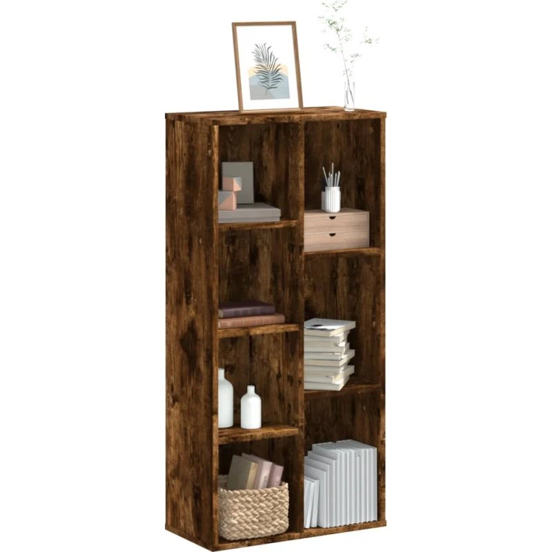 Bogreol 50x25x105 cm - røget egetræ, 7 hylder