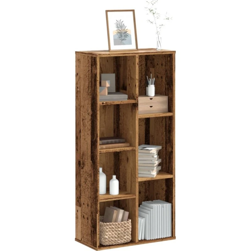Bogreol i konstrueret træ 50x25x105 cm – 7 hylder, antik finish