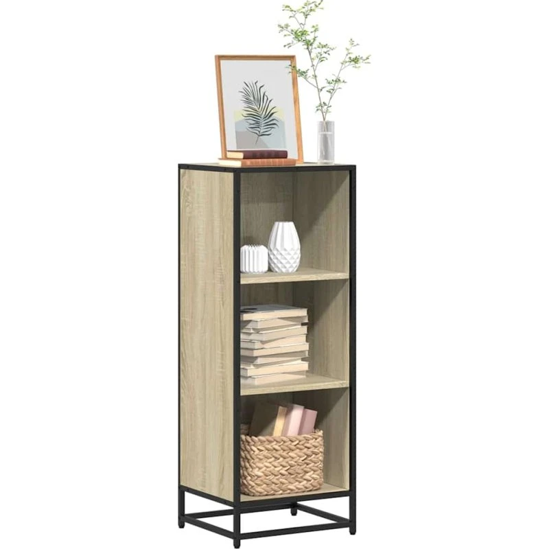 Bogreol 40x35x107,5 cm - Sonoma-eg med metalstel
