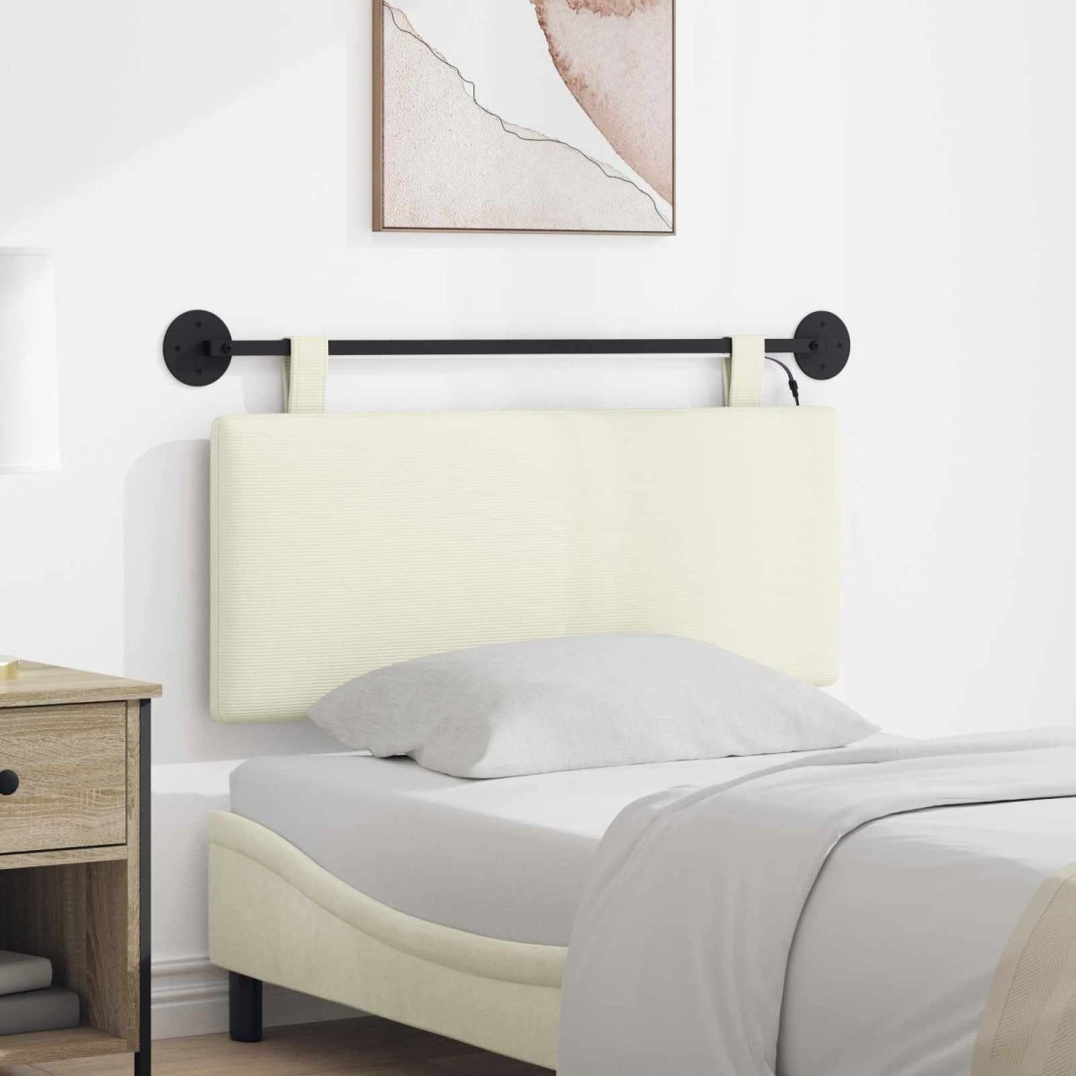 vidaXL Hængende sengegavl i cremefarvet velour, 110 x 55 cm