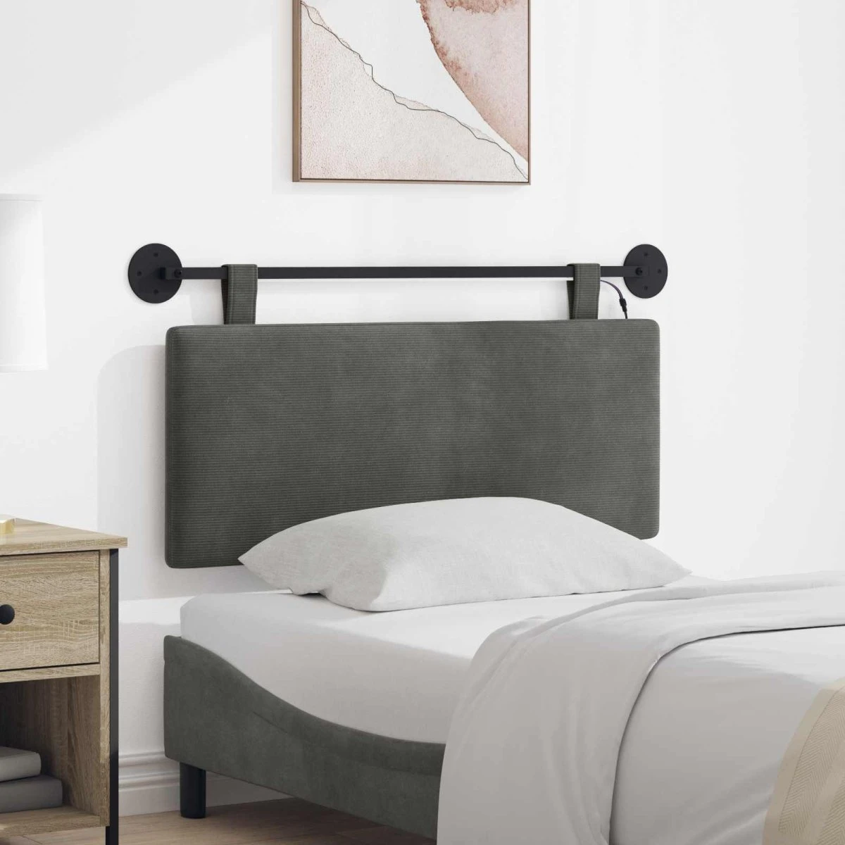 vidaXL Hængende sengegavl i mørkegrå velour, 110 x 55 cm