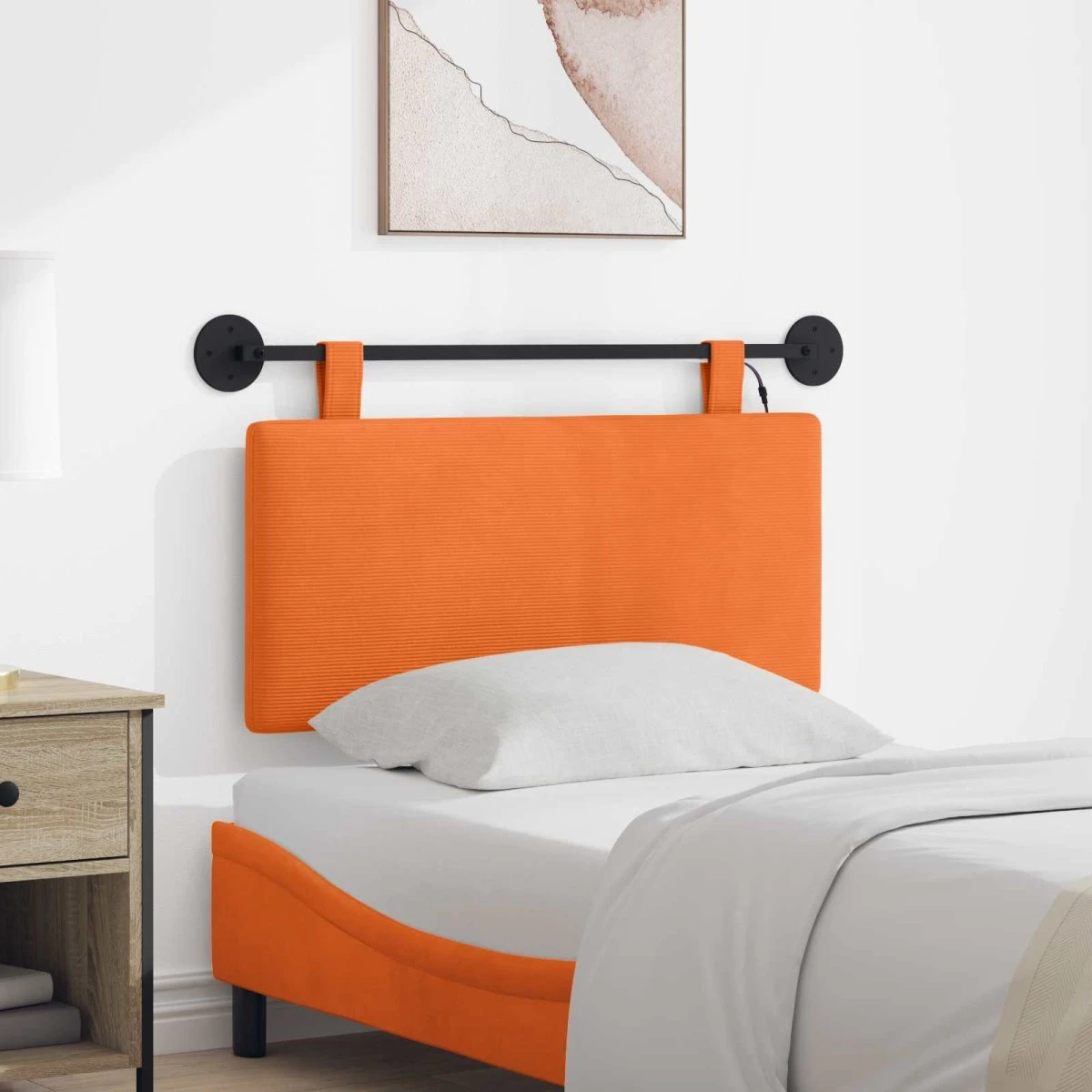 vidaXL Hængende sengegavl i orange velourstof, 100 x 55 cm