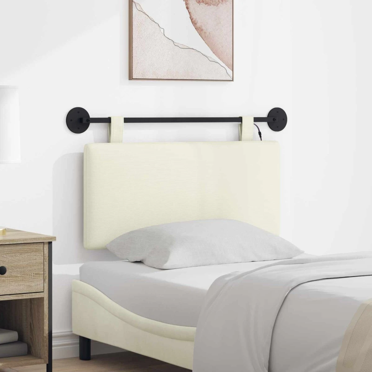 vidaXL Hængende sengegavl i cremefarvet velour - 90 x 55 cm