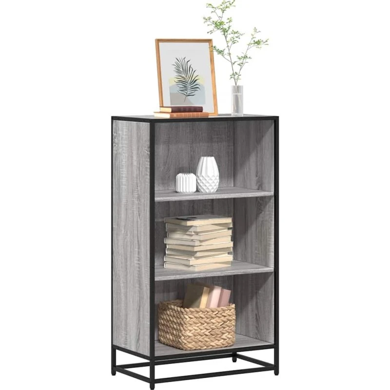 Bogreol 60x35x107,5 cm - Grå Sonoma-eg med metalstel