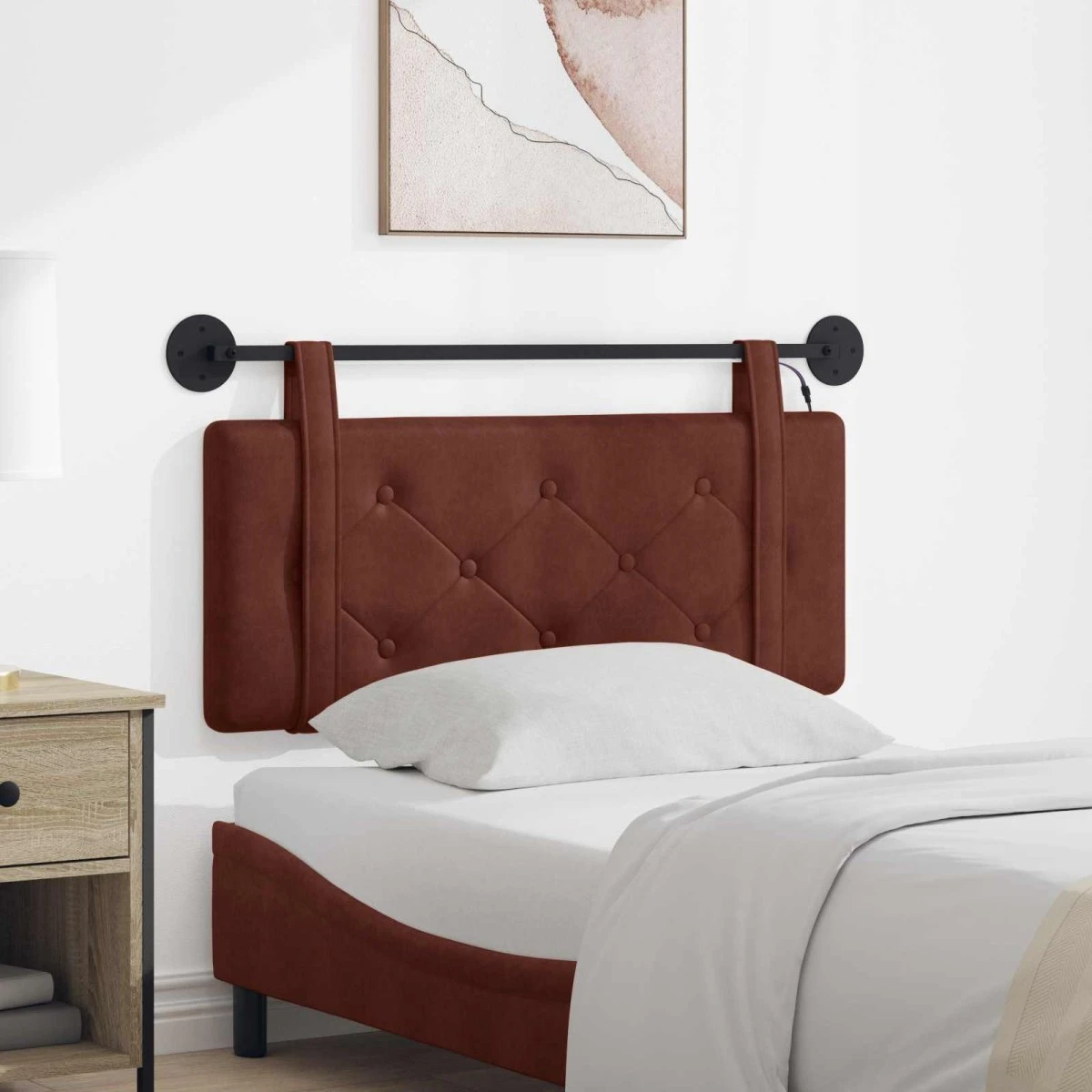 vidaXL Hængende Sengegavl - Skinnende Brun Antik PU - 110x55 cm