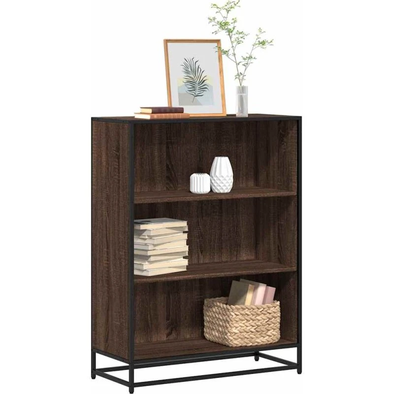 Bogreol 80,5x35x107,5 cm i konstrueret træ og metal