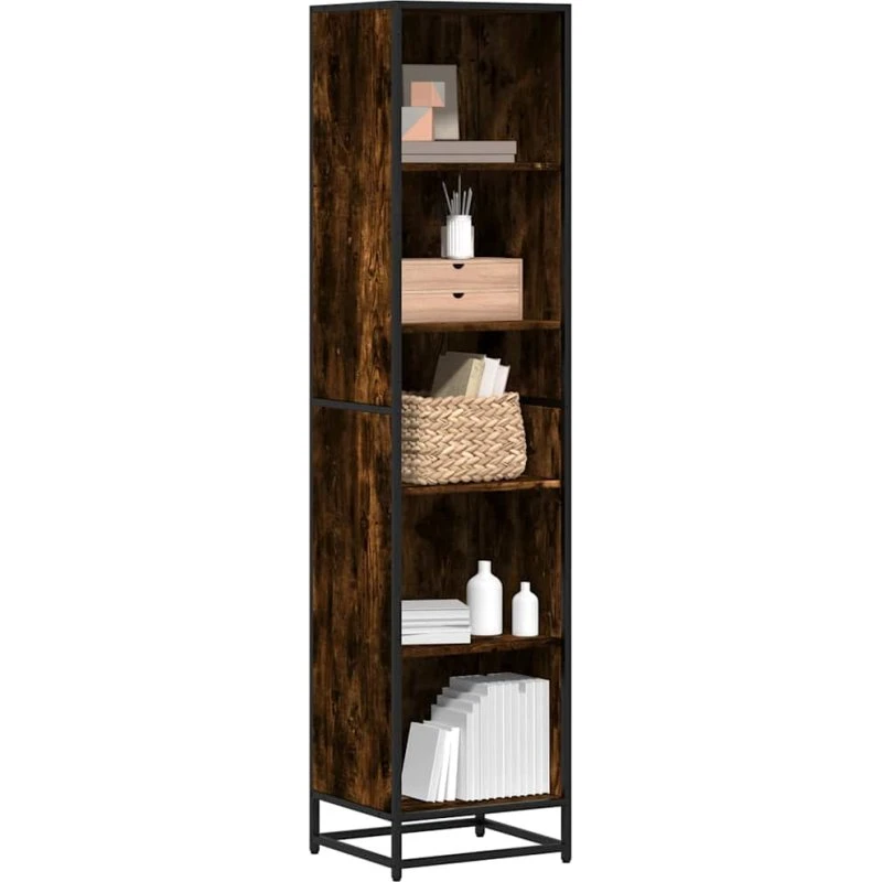 Bogreol 40x35x170,5 cm - Konstrueret træ, røget egetræ