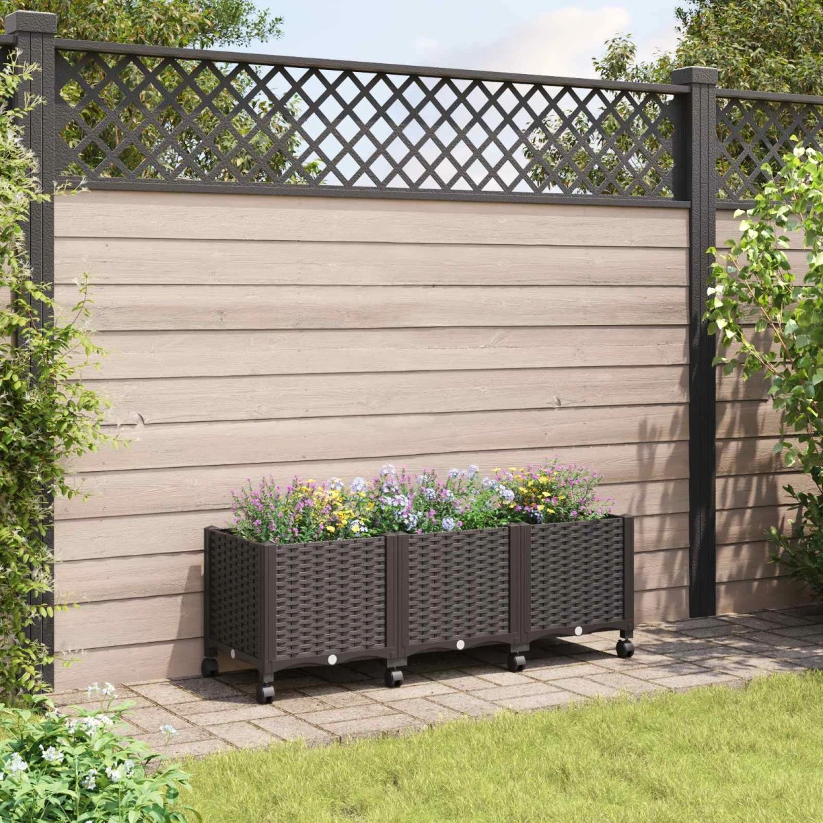 vidaXL Havekrukke med hjul Brun 120 x 40 x 44 cm PP