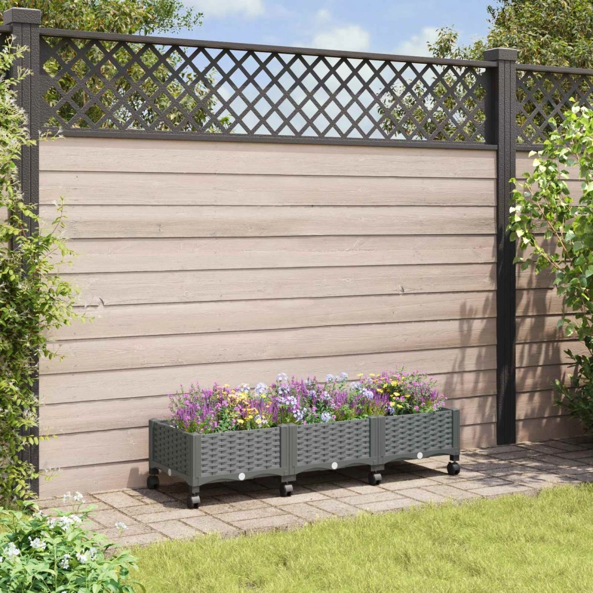 vidaXL Havekrukke med hjul Lysegrå 120 x 40 x 29 cm