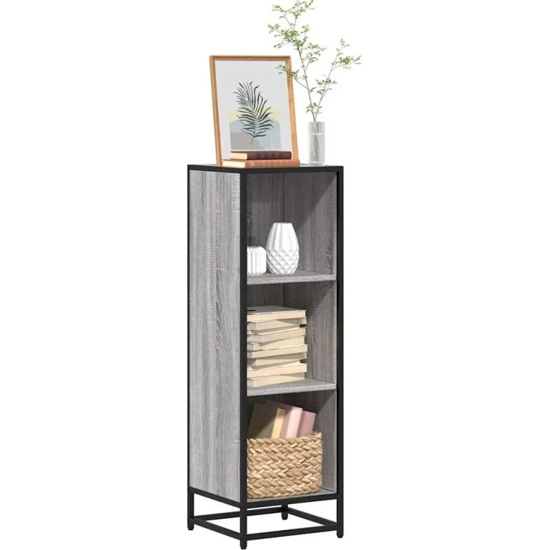 Bogreol 33,5x33x107,5 cm – Grå Sonoma-eg med metalstel